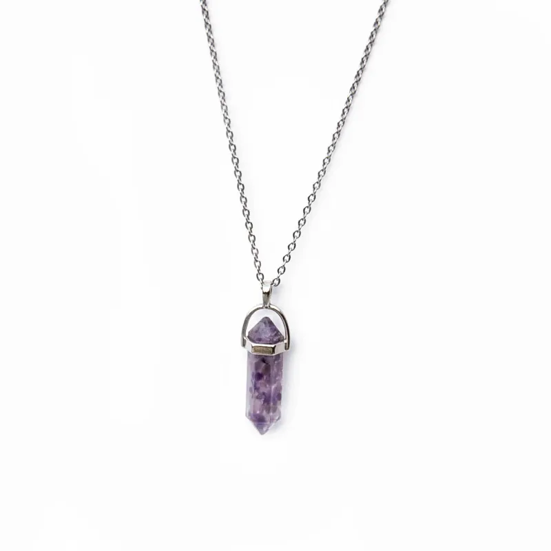 Amethyst resin pendant gemstone necklace