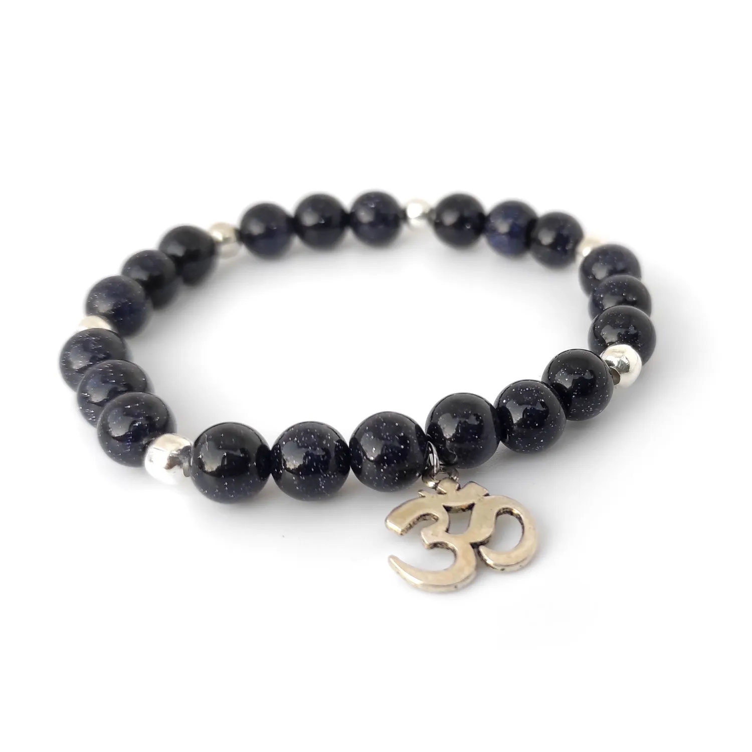 Blue Sandstone gemstone with Aum (Om) bracelet