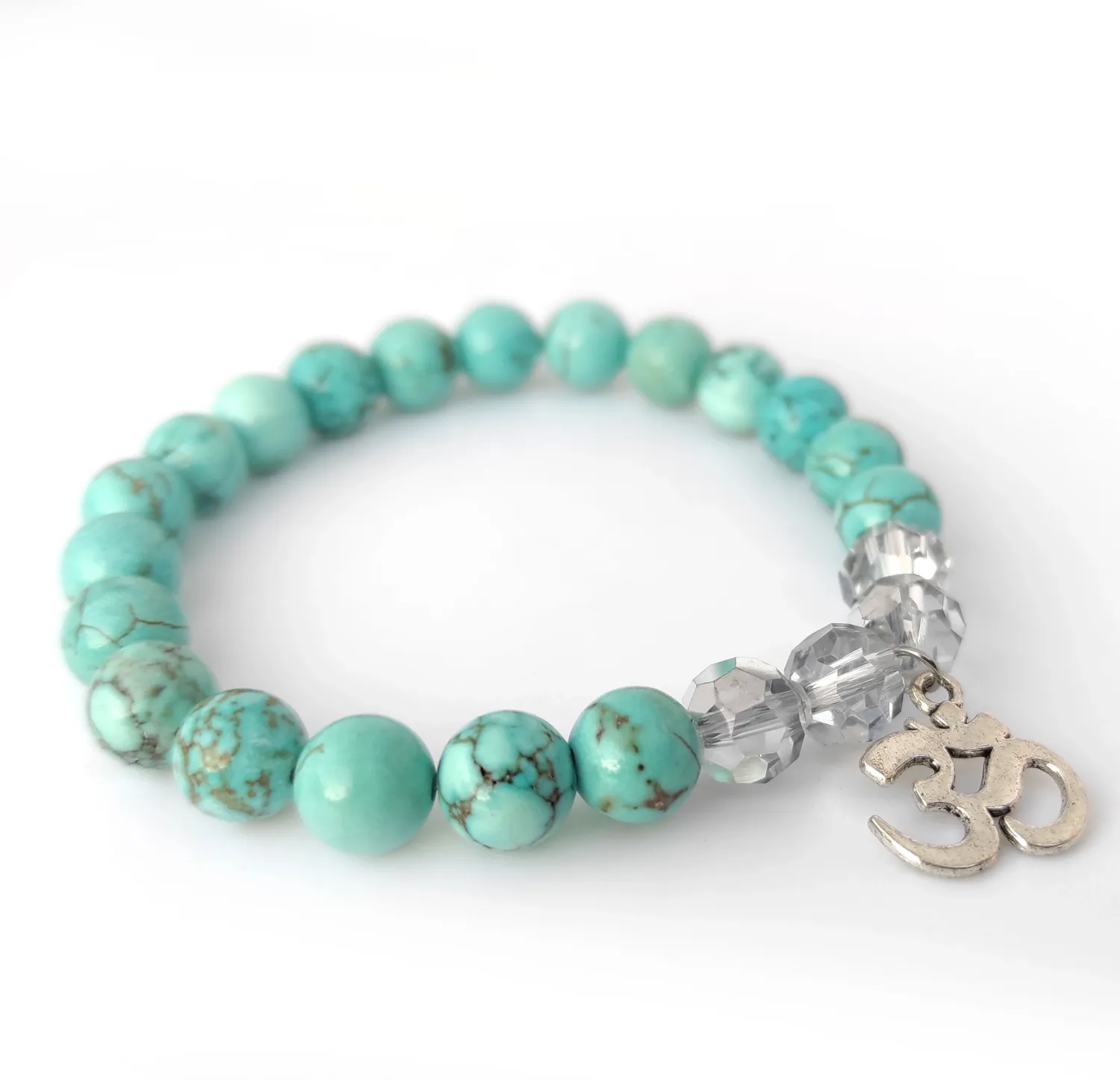 Turquoise gemstone with Aum (Om) Charm bracelet