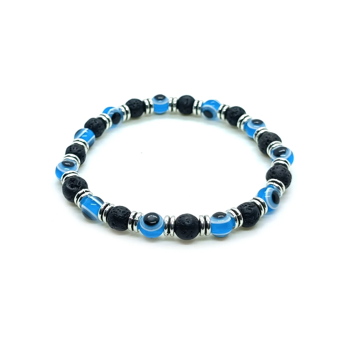 Lava Rock and Evil Eye Bracelet