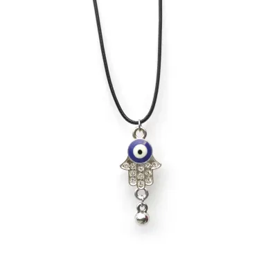 Hamsa hand with Evil eye necklace (cord)