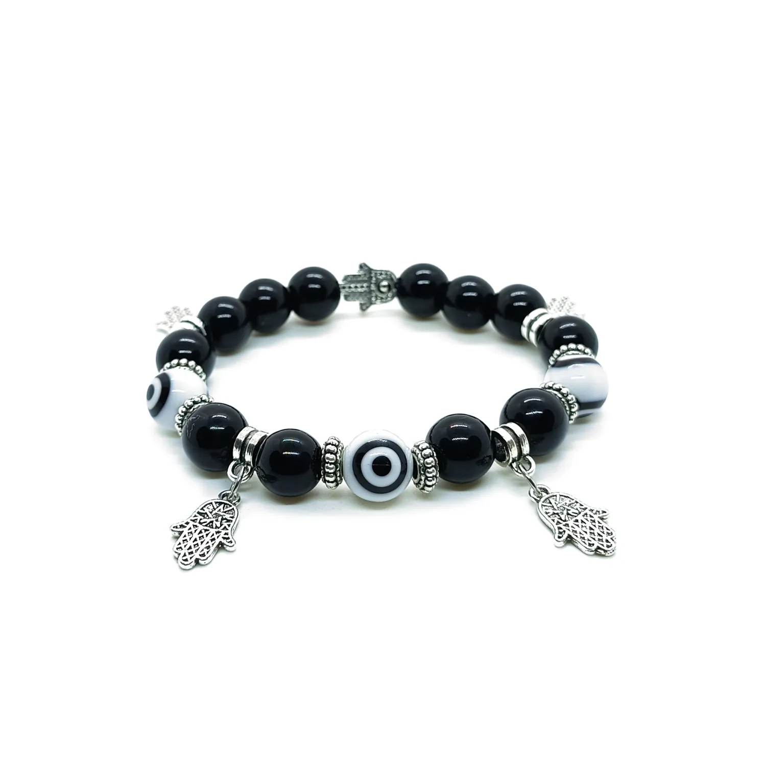 Hamsa Hand and Evil Eye Bracelet (10mm)