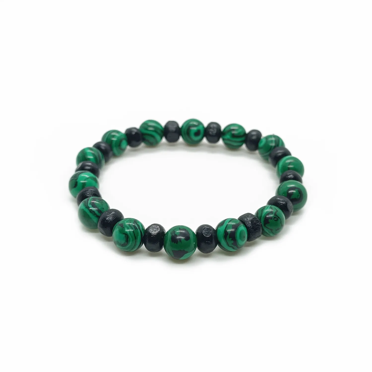 Malachite and wood bracelet