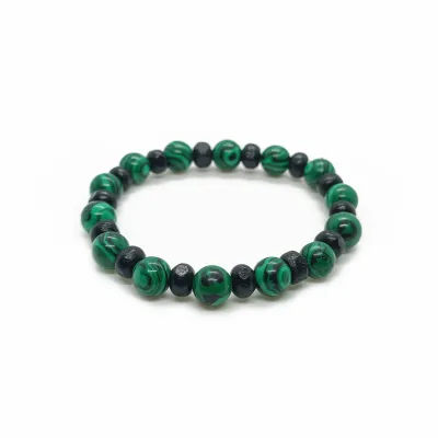Malachite and wood bracelet
