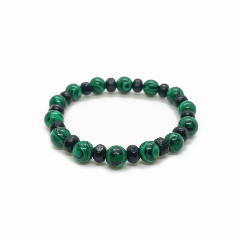 Malachite and wood bracelet