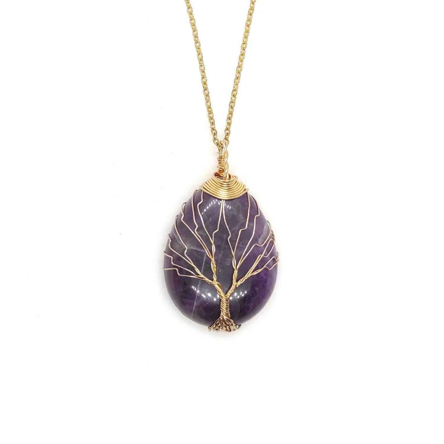 Amethyst Tree pendant gemstone necklace