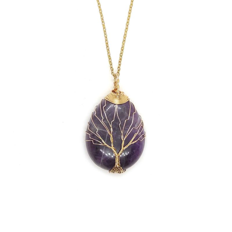 Amethyst Tree pendant gemstone necklace