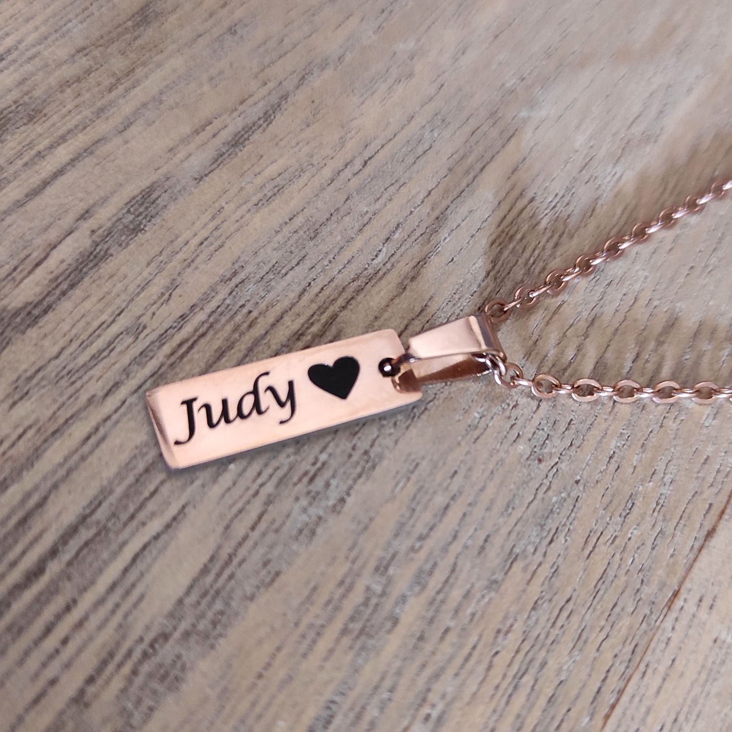 Personalised Rose Gold Name Engraved Necklace