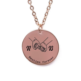 Personalised Engraved Besties Friendship Rose Gold Necklace