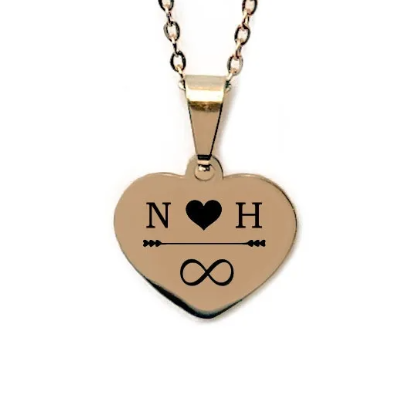 Personalised Engraved Initials Infinity Gold Plated Heart Necklace