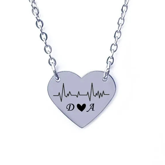 Personalised Heartbeat Initials Necklace
