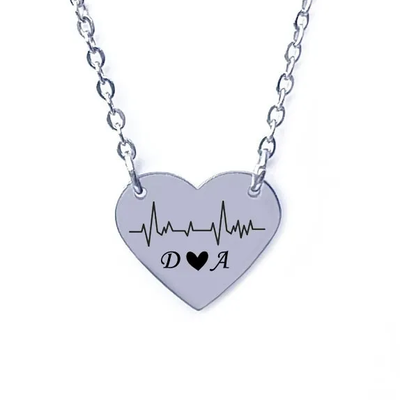 Personalised Heartbeat Initials Necklace