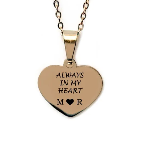 Personalised Engraved Initials Gold Plated Heart Necklace