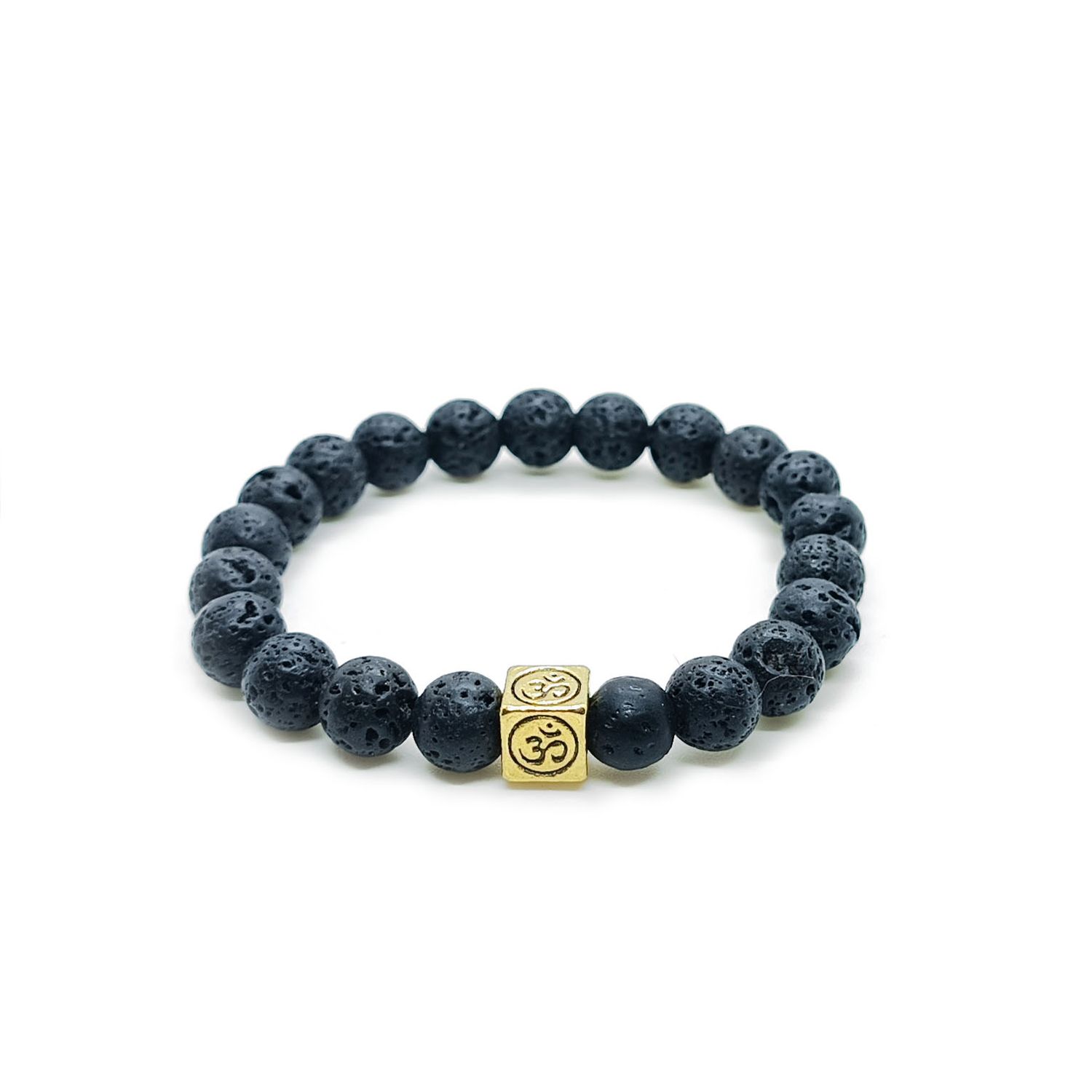 Lava Rock and Aum bracelet (8mm)