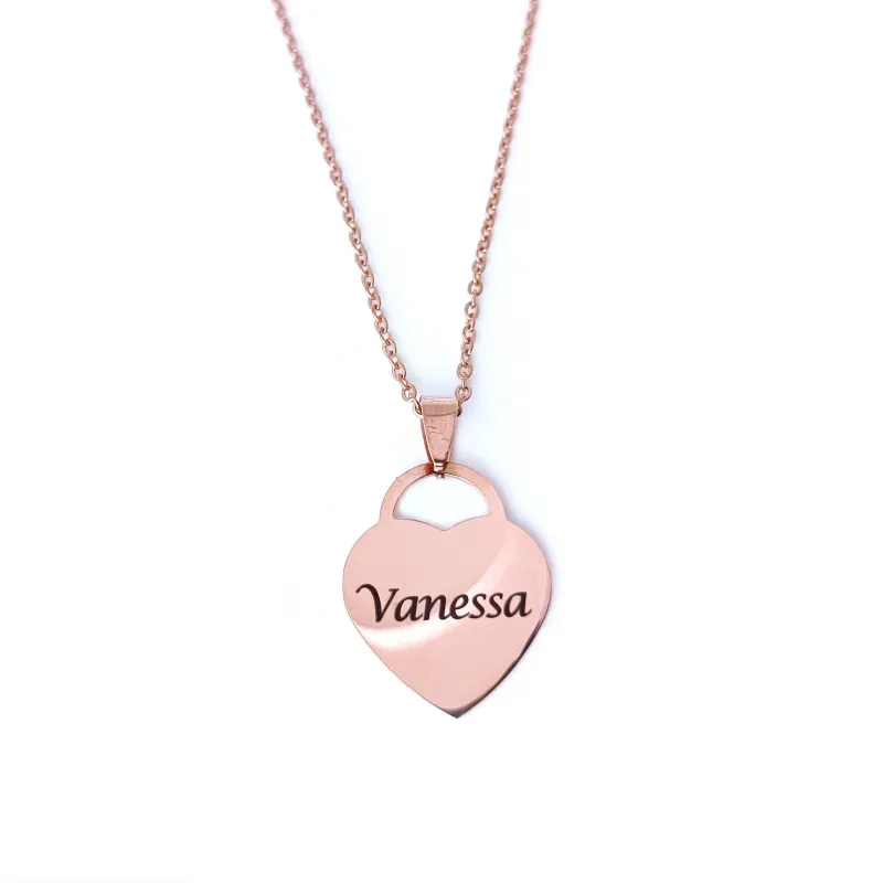 Personalised Double-sided Name and Message Heart Necklace