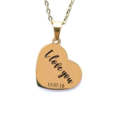 Personalised &#39;I Love You&#39; Gold Plated Heart Necklace