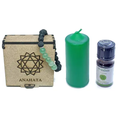 Chakra Bracelet, Candle &amp; Oil Set - Heart (Anahata)