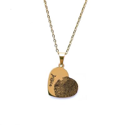 Personalised Fingerprint Gold Plated Heart Necklace