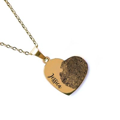 Personalised Fingerprint Gold Plated Heart Necklace
