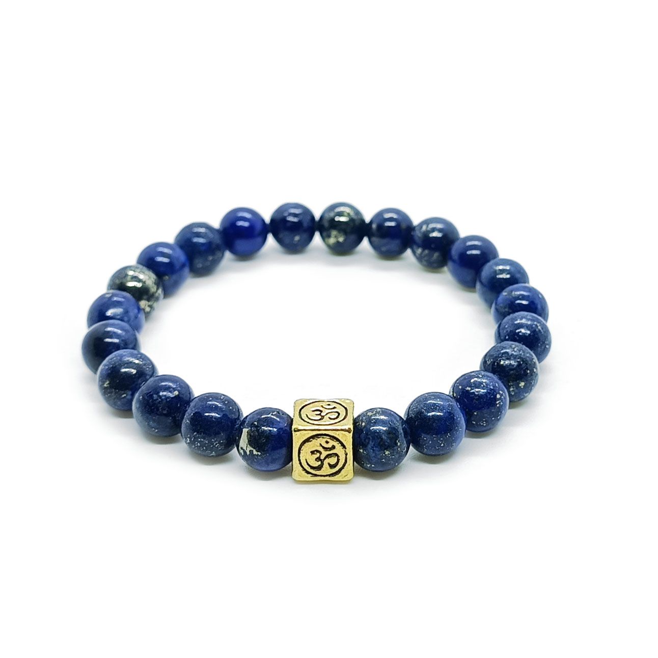 Lapis Lazuli and Aum bracelet (8mm) - Wisdom &amp; Grounding
