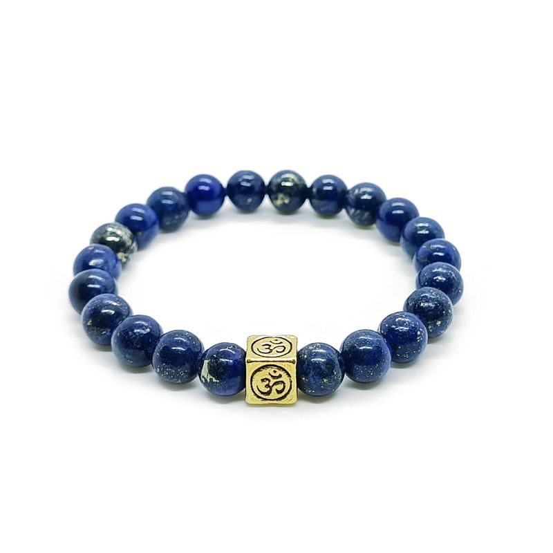 Lapis Lazuli and Aum bracelet (8mm)