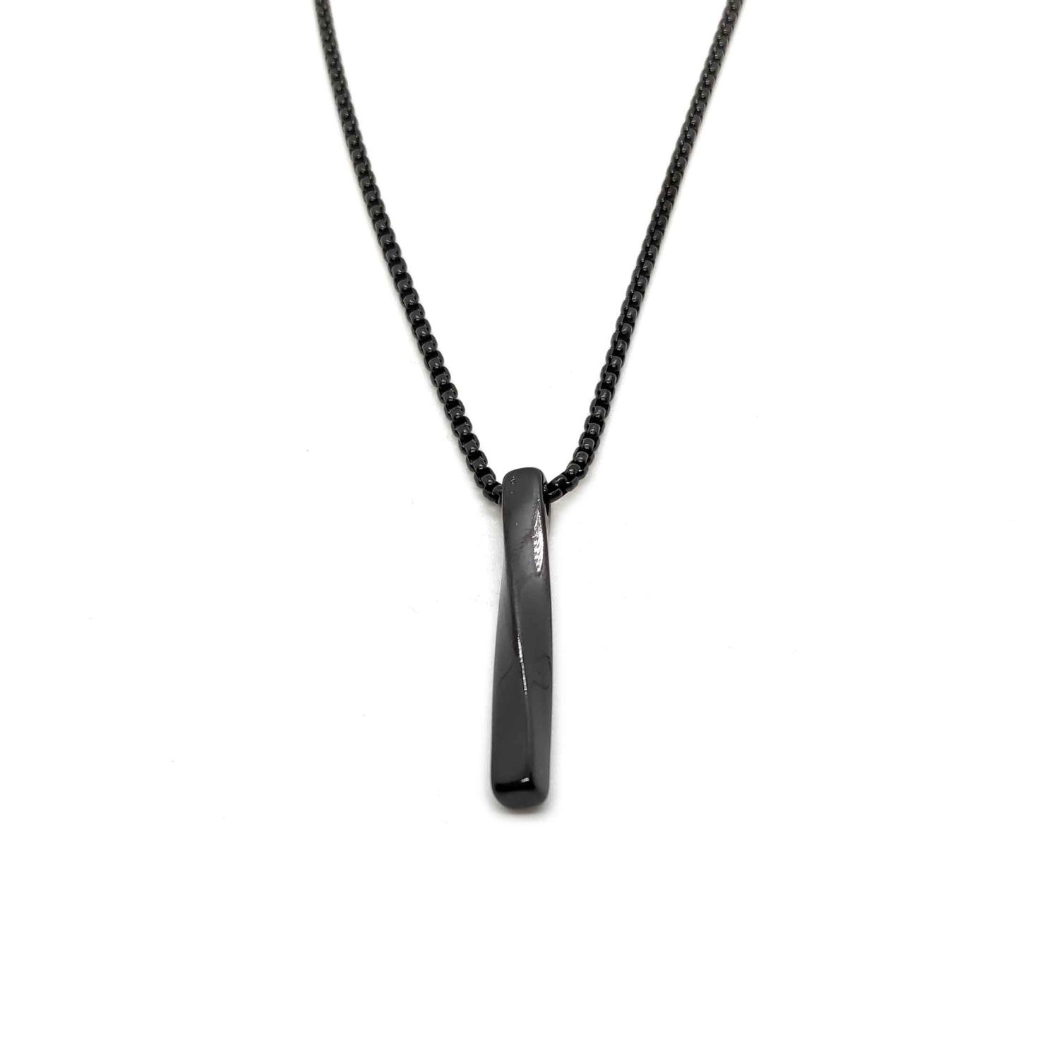 Sleek black bar necklace (curved)