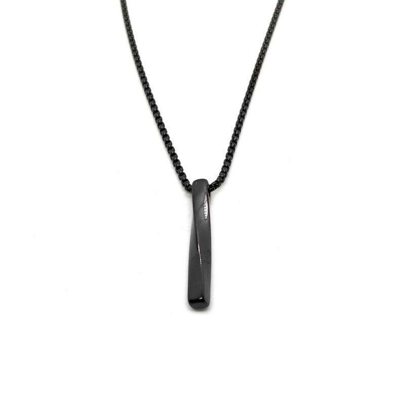 Sleek black bar necklace (curved)