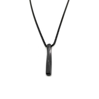 Sleek black bar necklace (curved)