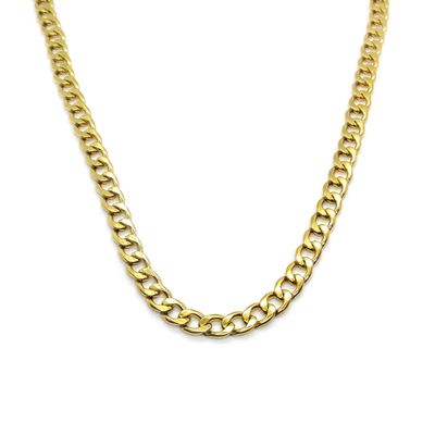 Stainless Steel Cuban Chain Necklace - (Gold Toned - 7mm)