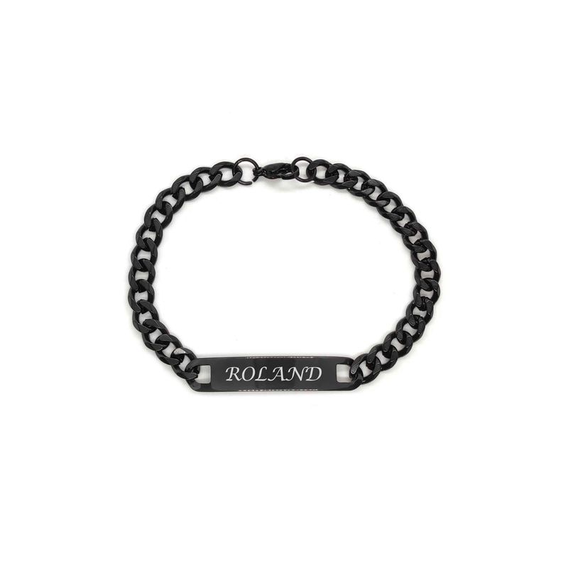 Personalised Engraved Name Tag Bracelet (Black Tone)