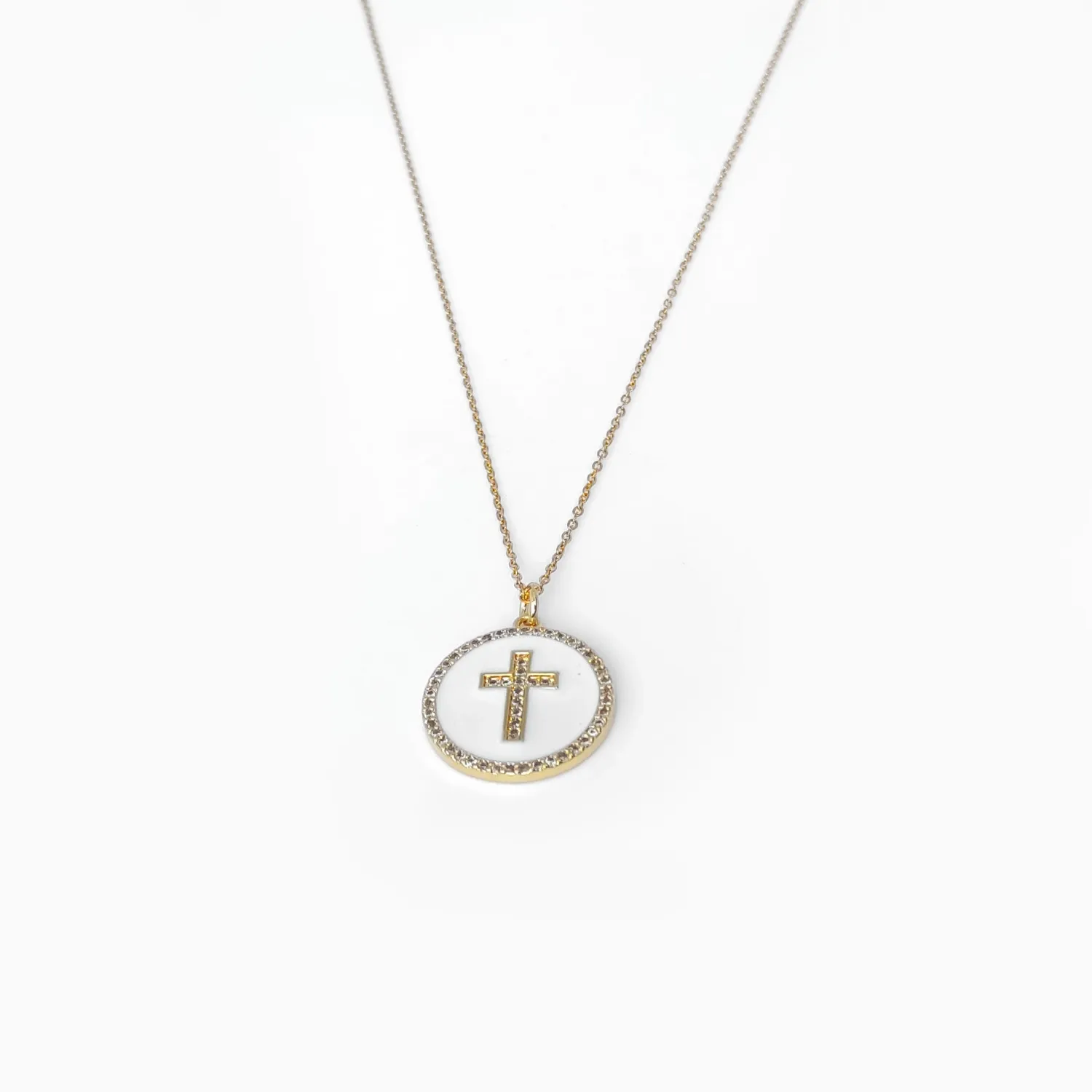 Gold and White Cross necklace