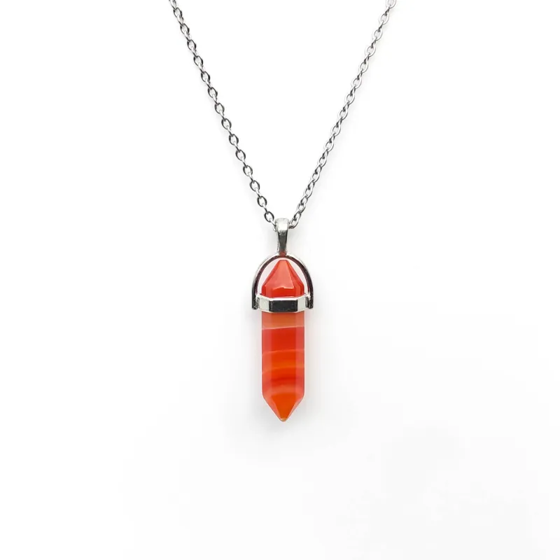 Striped agate pendant gemstone necklace