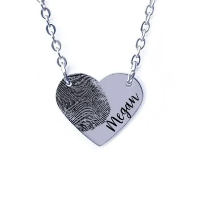 Personalised Engraved Fingerprint Heart Necklace