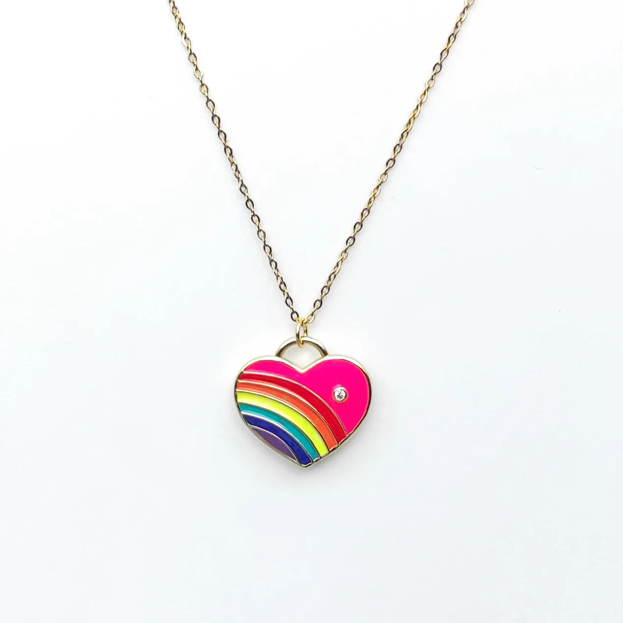 Pink Rainbow Heart necklace