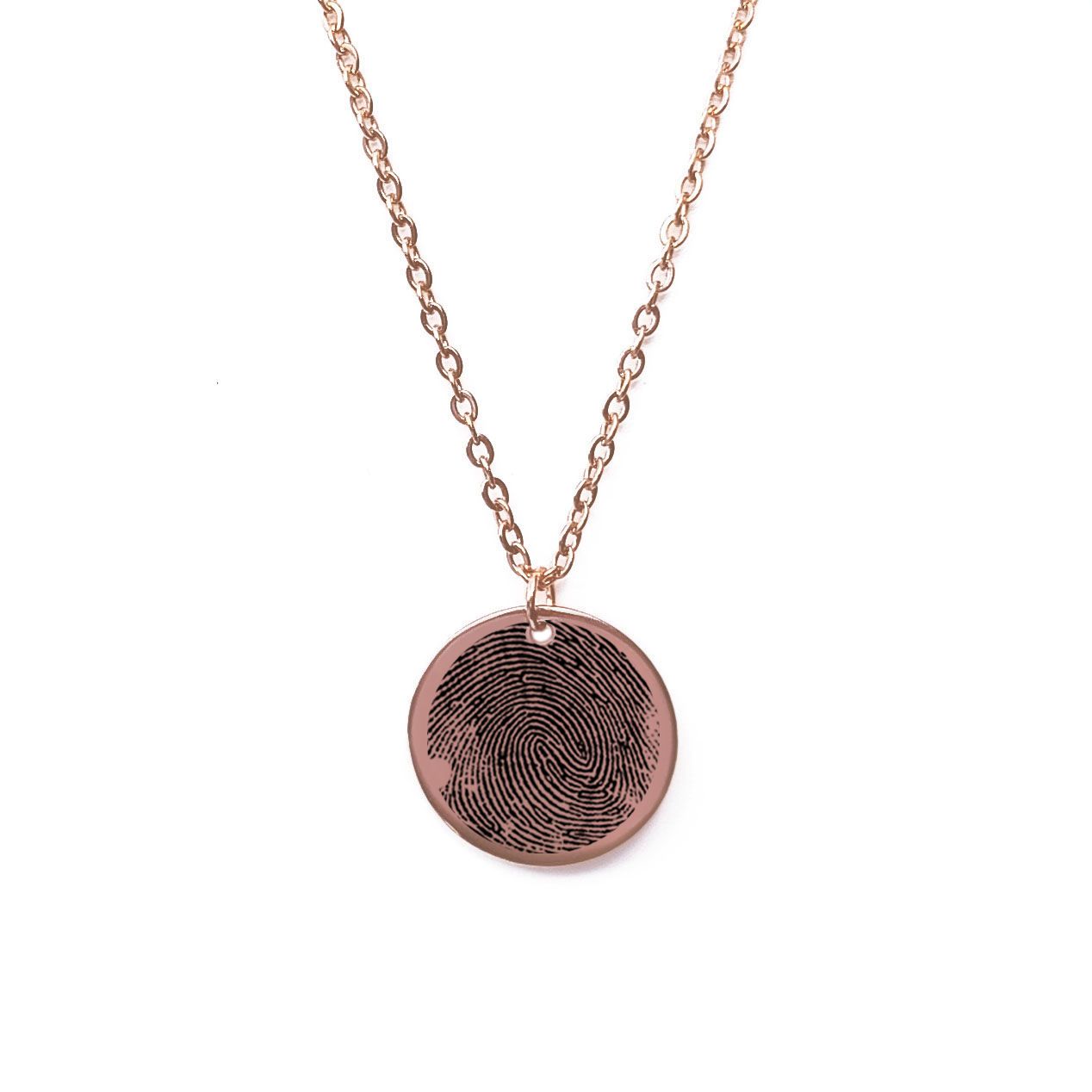 Personalised Engraved Fingerprint Rose Gold Necklace