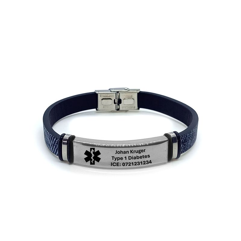 Personalised Medical Alert Denim Bracelet