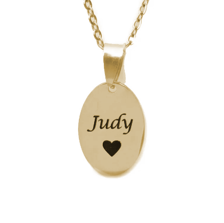 Personalised Name Engraved Necklace (Oval Gold Tone)