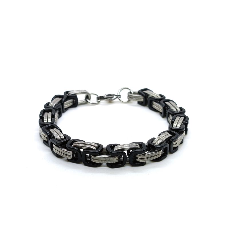 Stainless Steel Black and Silver Tone Bracelet