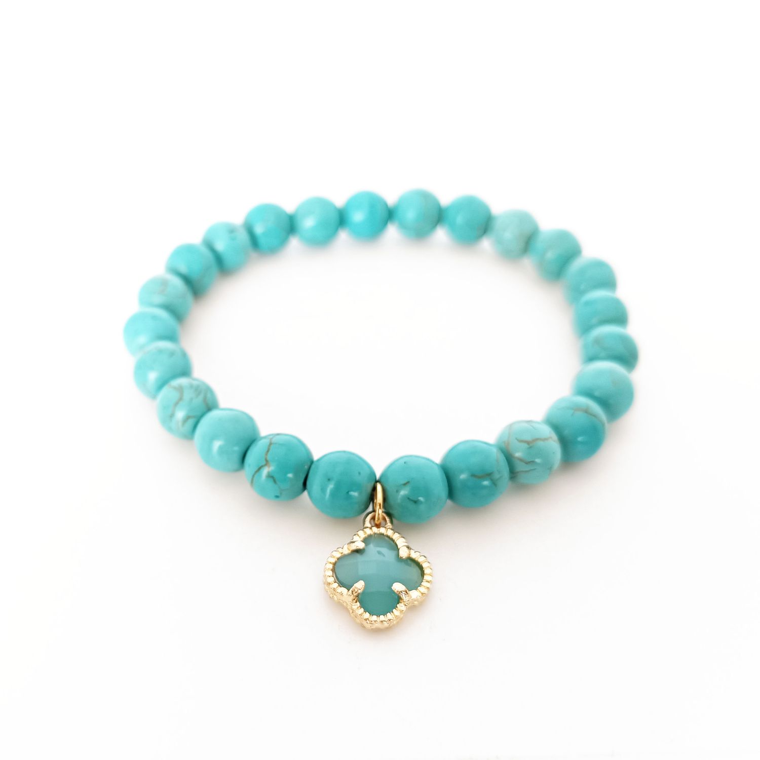 Turquoise Bracelet with Turquoise Zirconia Clover