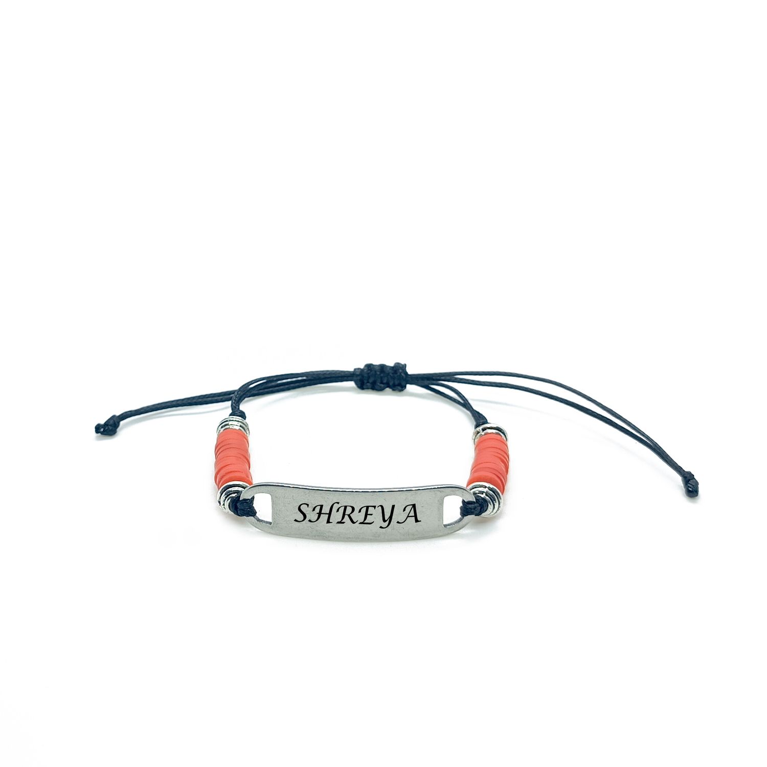Adjustable Personalised Name Tag Bracelet (Red)