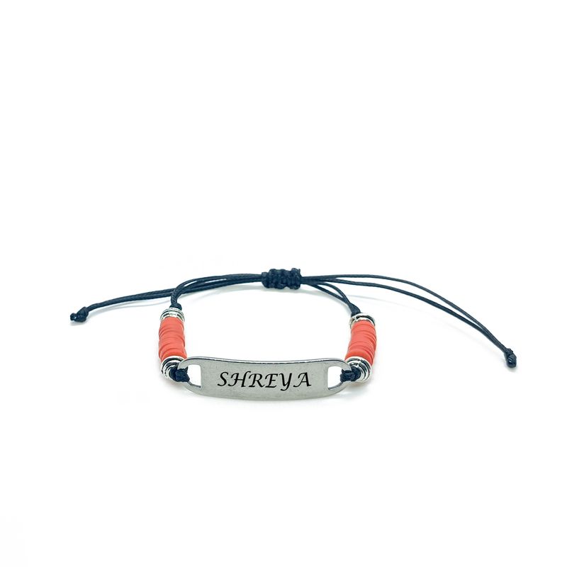 Adjustable Personalised Name Tag Bracelet (Red)