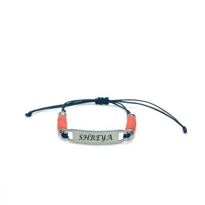 Adjustable Personalised Name Tag Bracelet (Red)