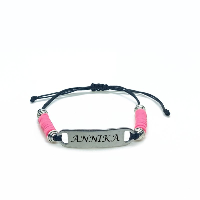 Adjustable Personalised Name Tag Bracelet (Pink)