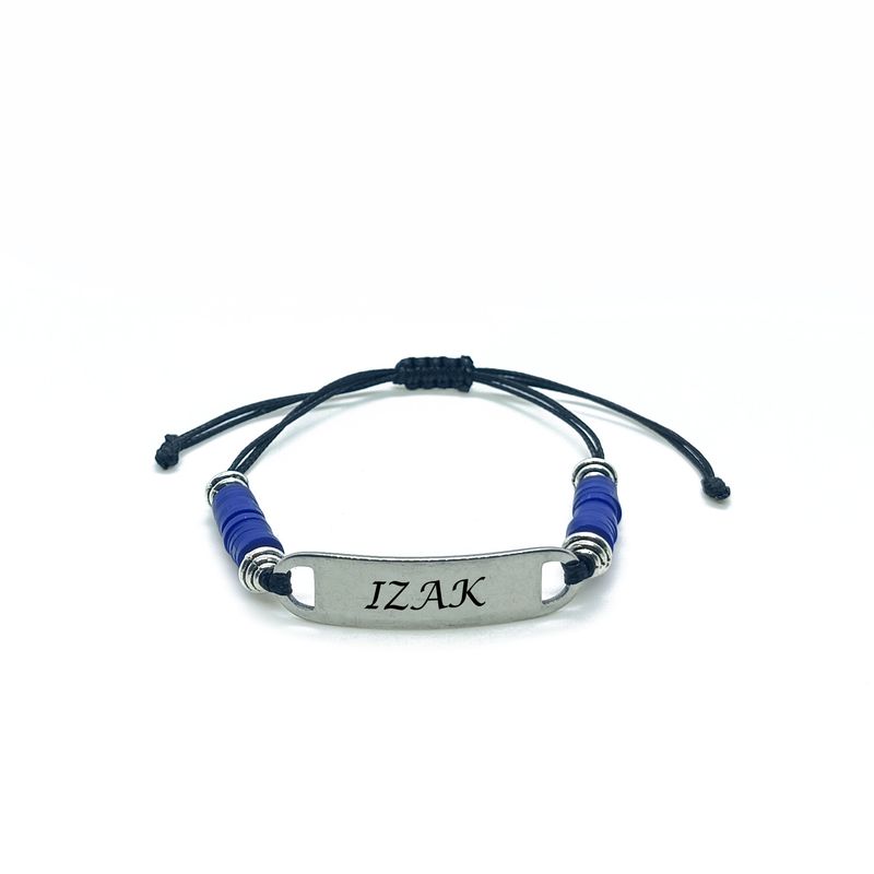 Adjustable Personalised Name Tag Bracelet (Blue)