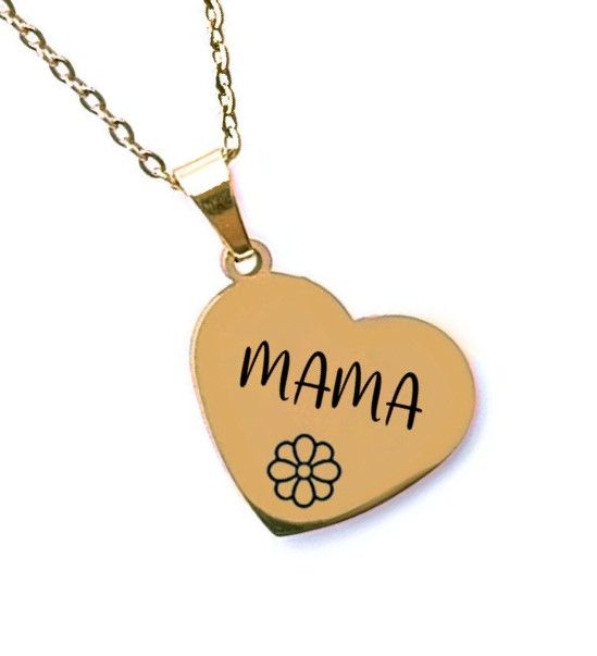 Personalised &#39;Mama&#39; Plated Heart Necklace (Gold Tone)