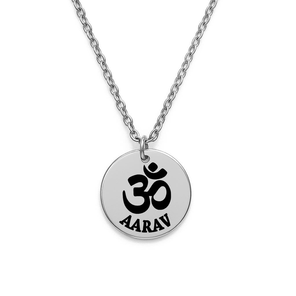 Personalised Aum (Om) Necklace (Silver Tone)