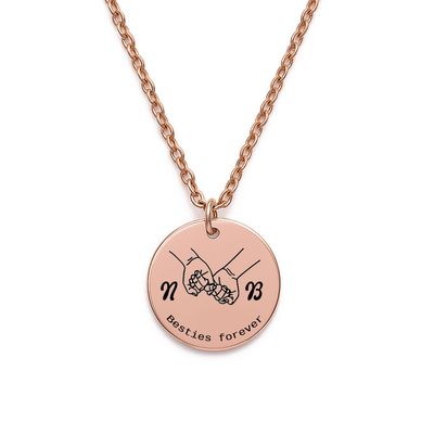 Personalised Besties Friendship Necklace (Rose Gold Tone)