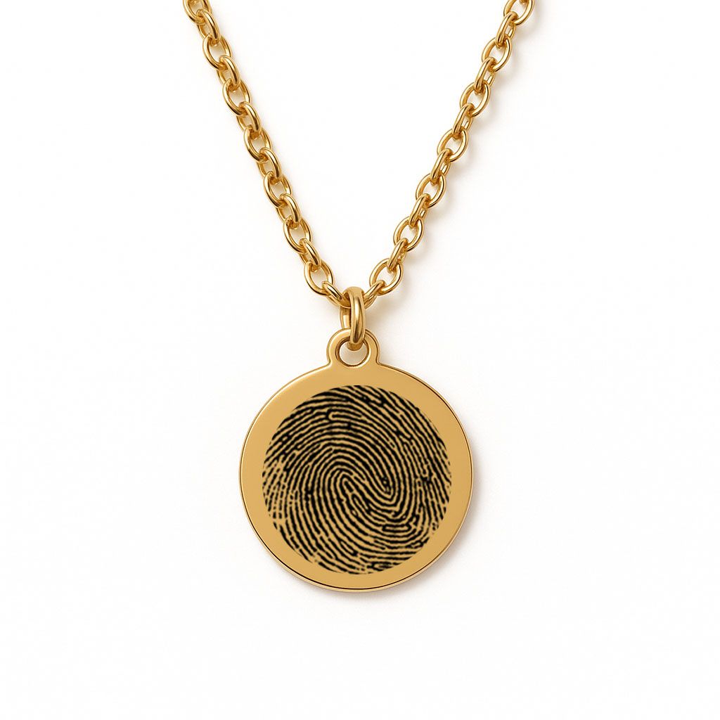 Fingerprint Necklace – Engraved Jewellery Gift (Gold Tone)