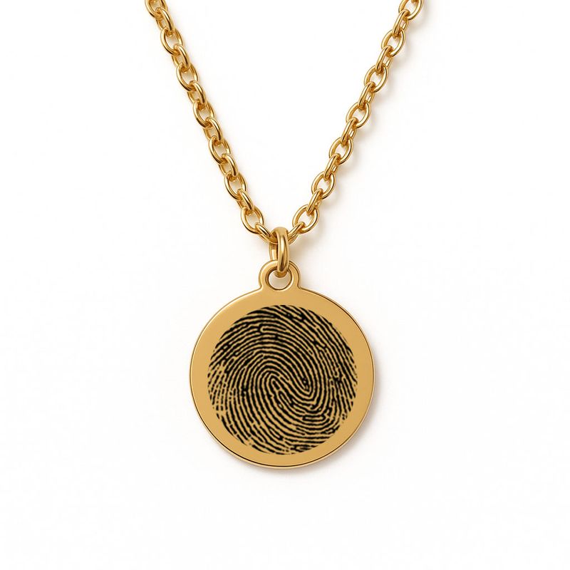 Fingerprint Necklace – Engraved Jewellery Gift (Gold Tone)