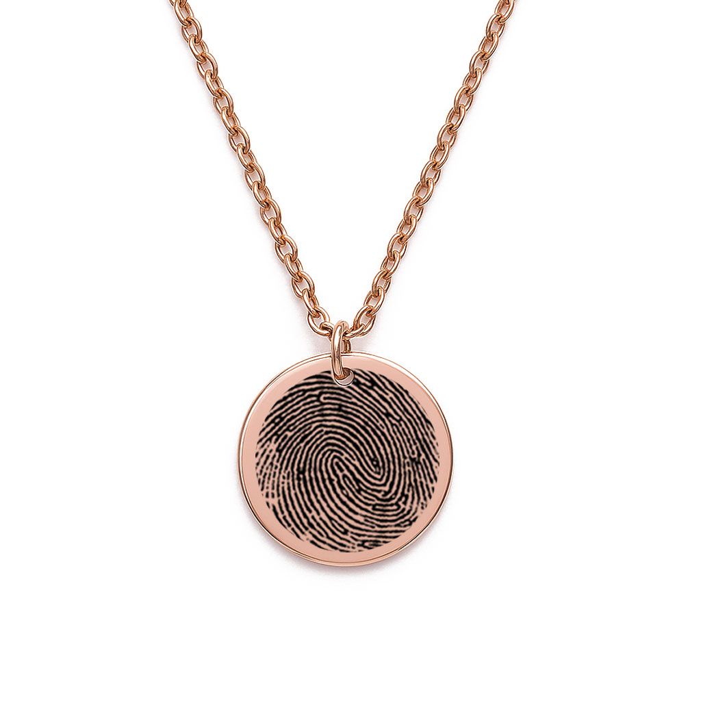 Fingerprint Necklace – Engraved Jewellery Gift (Rose Gold Tone)